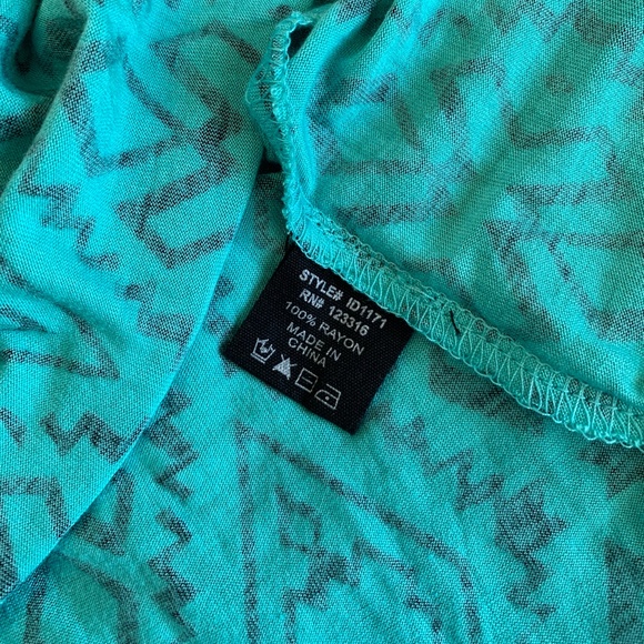 Iris Aqua & Black Aztec Print Strapless Maxi Dress - Picture 4 of 7